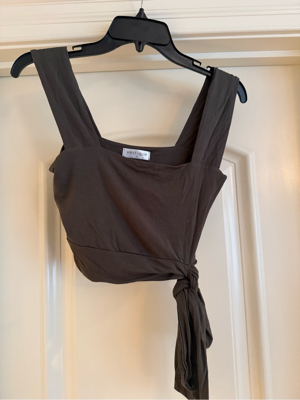 Vestique Boutique Olive/Army Green Cropped Self-tie Tank